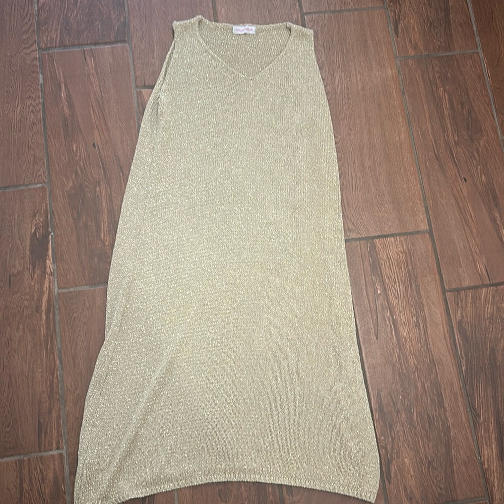 Vintage Yunika size M sparkly gold woven dress